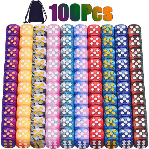 12mm Dice 6 Sided D6 Game Dice 100/50/30/10Pcs Random Colors Two Tone Round Corner Dices Teaching Ma