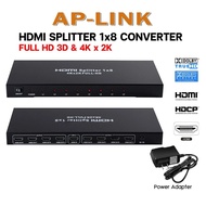 กล่องเเยกสัญญาณ HDMI Splitter In 1 Out 8 4K Full HD 1080P 3D กล่องขยายสัญญาณ HDMI เข้า 1 ออก 8 กล่องเเยกจอ HDTV