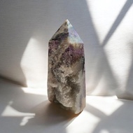 Agate with Fluorite Druzy Tower display