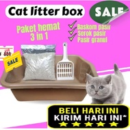 Medium Cat Litter Box 1 Set of tub + scoop + 1kg sand economy package