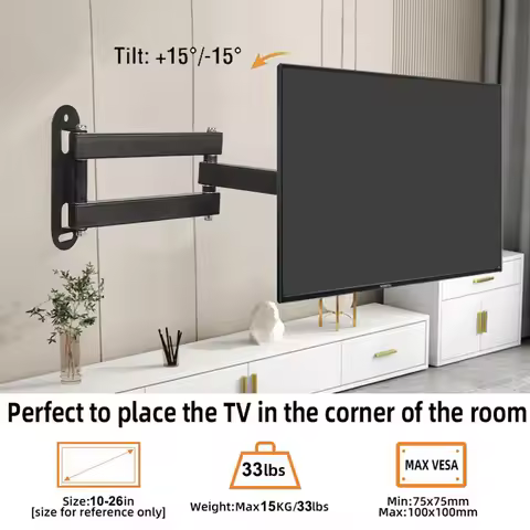 BEISHI Rack TV Wall Mount Brackets Swivel Tilts Articulating Extension, Corner TV Mount for 10-26" T
