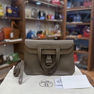95%NEW USED HERMES HALZAN 31 ETOUPE TC PHW STMAP X 大象灰銀扣 #愛馬仕