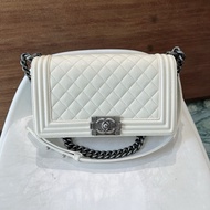 Chanel Leboy Medium 香奈兒 boy 中號 白色山羊漆皮