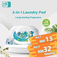 【Lasting Fragrance】Laugend 3 in 1 Laundry Pod, Sabun dobi wangi, Excellent cleaning, 99.9% steriliza