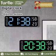 TURTLE 9 Inch Large Digital Wall Clock USB Powered LED Digital Clock Alarm clock Temp Date Display