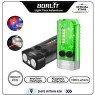 BORUiT V10L LED Keychain Flashlight 1000LM Red Beam Type-C Rechargeable Fluorescent Flashlight Work 