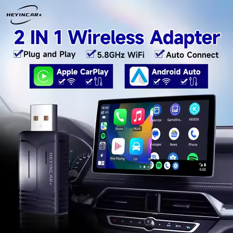 2025 HEYINCAR New Wireless Android Auto Box Wireless CarPlay 2.4G & 5.8Ghz WiFi BT Auto Connect Plug