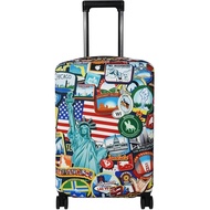 Explore Land Travel Luggage Cover Suitcase Protector Fits 23-26 Inch Case (Statue of Liberty, M)
