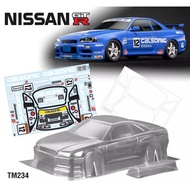 1/12 PC RC TM234 1/12 Mini Nissan GTR R34 Shell Body 165mm Width 210mm Wheelbase Tail Wing Transpare