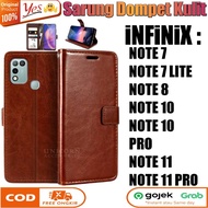 Case infinix Note 7 Lite 8 10 11 Pro Leather Flip Casing Dompet Kulit - Hitam / Bidong, Note 10 Pro
