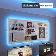 ชั้นวางของ Pegboard โลหะติดผนัง Holeboard เครื่องมือฮาร์ดแวร์ Handcraft Storage Organizer Storage Di