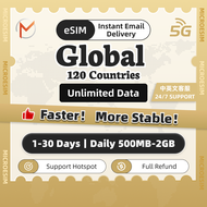 Global 120 Regions 5G eSIM 1-30 Days Daily 500MB-2GB | Instant 24h  Delivery | High Speed Travel Dat