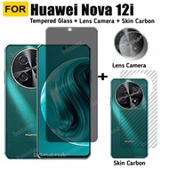 Huawei Nova 12i Anti-spyTempered Glass for Nova 12SE 10SE 9SE Nova12S Privacy Screen Protector Tempered Glass 3 in 1 Carbon Fiber Film and Camera Protector