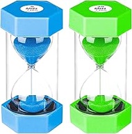 SuLiao Hourglass Sand Timer for Kids,Plastic Sand Clock 5/25 Minutes Set,Large Blue Green Sand Watch