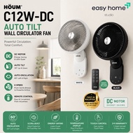 HOUM C12W-DC 12" Wall Circulator Fan | DC Motor | 8 Speed | Auto Tilt  Oscillation | Remote Control