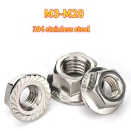 304 stainless steel flange nut (with teeth) (M3/M4/M5/M6/M8/M10/M12/M14/M16/M20 )【MB-LMF+0.1】