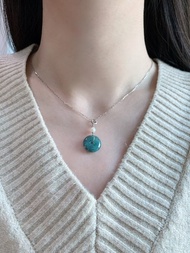 天然危地馬拉翡翠平安扣配珍珠S925銀項鏈