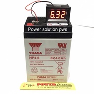 Yuasa Battery NP4-6 6V 4Ah + Digital Volt Meter