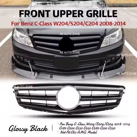 Sport Grill Glossy Black Front Bumper Grille For Mercedes Benz C-Class W204 S204 C204 2008-2014 C250