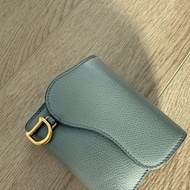 二手 Dior 三折短夾 Saddle Lotus錢包