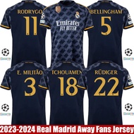 XY เสื้อกีฬาแขนสั้น ลายทีม Real Madrid Away Militao Rudiger Tchouameni Bellingham Rodrygo Ani 2023-2