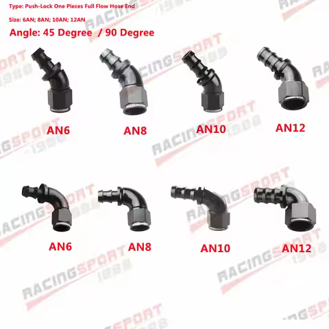 ADLERSPEED 4AN 6AN 8AN 10AN 12AN 45 Degree / 90 Degree /180 Degree For Push Lock Fuel Hose End Fitti