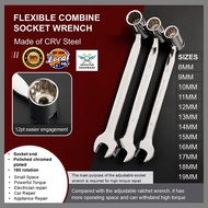 11mm INVICTUS Flexible Combination Socket Wrench Swivel-Socket Combination Wrench 8mm-19mm
