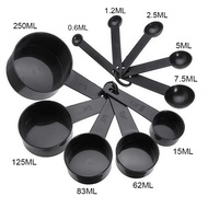 Set Sukat Sudu Dapur Masak Sudu Teh Plastik Hitam Sudu Sukat Sudu Sukat Cawan Set Sukat Alat Alat Da