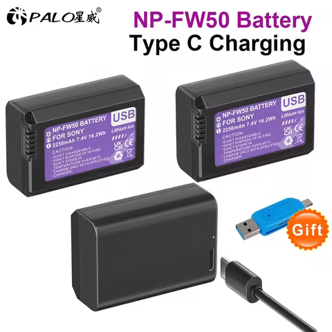 NP-FW50 NPFW50 NP FW50 Battery With Type C USB Inpot For Sony ZV-E10 Alpha A6400 A6000 A6300 A6500 A