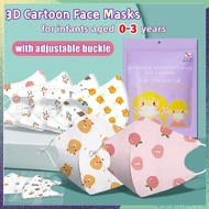 10pcs KN95 baby mask 0-3 years old 3D infant face mask cartoon printing melt blown cloth mask with adjustable buckle