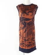 Excellent condition HERMES FLAMINGO PARTY cashmere and silk sleeveless dress in Braun navy, size 34,