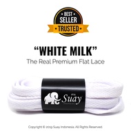 PUTIH Suay FLAT FLAT Shoelaces Milk White - Length 110cm Width 8mm - FLAT White Milk