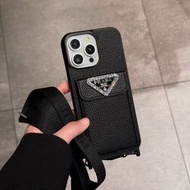 iPhone 手機保護套 Prada 帶卡包加繩子2 手機殼 禮物 手機袋 保護套 蘋果 手機