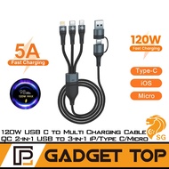 ESINEY  2 for 3 Cable PD 100W Fast Charging Date Cable  U+C to M+L+C 120W Cable