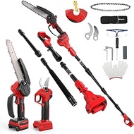 8 Inch Mini Chainsaw with Telescopic Rod and 28 mm Electric Secateurs, 4-in-1 Garden Tool Set Compat