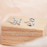 nnjew 99.9% Pure Silver Earrings s999 (Whole Case Soft Stem) Butterfly Moonlight Model Style Women's