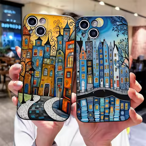 Vintage Art Houses Style Painted Phone Case for Motorola Moto Edge 50 Fusion 40 30 Neo G04 G05 G34 E