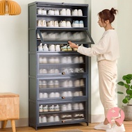 Large Capacity Shoe Cabinet Non-Glass Transparent Door Bamboo Shoe Rack Dustproof Storage Cabinet WNJH