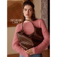 ELLE Female Bag First Layer Cowhide Woven Handbag Basket Bag Lazy Style Tote Bag Large Capacity Unde