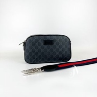 Gucci GG Supreme帆布藍紅背帶相機包574886(JB0462)