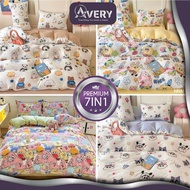 CADAR KARTUN 5D (7IN1) SET WITH COMFORTER 1200 THREAD COUNT 100% COTTON BEDSHEET QUEEN & KING PREMIU