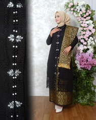 Setelan Kebaya Brokat Modern Long Tunik Malika Busui Full Payet Rok Selendang Songket Mewah//Kebaya