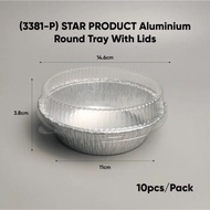 Aluminum TRAY CUP ROUND 3381-P 420ML Container + Lid [10 Sets]