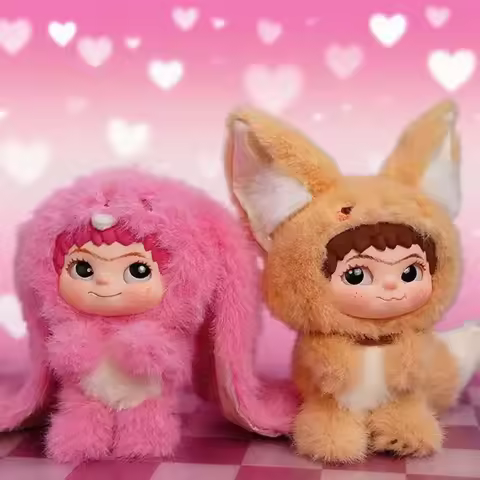 WAKUKU FUZZY TRENDY FUN PARTY Series caja ciega de juguete Kawaii vinilo cara colgante figura de acc