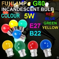 [Local seller] 10 PCS Incandescent colour bulb ping pong G40 B22/E27 5W Lampu raya  神燈 燈泡 乒乓燈