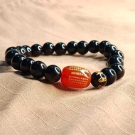 Sutra Mantra Bracelet Black Onyx Agate Mantra 2024 Lucky Charm Year of the Dragon Heart Sutra 2025