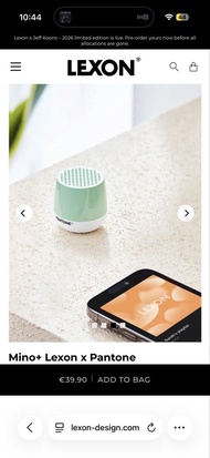Mini Bluetooth Speaker: Mino+ Lexon x Pantone