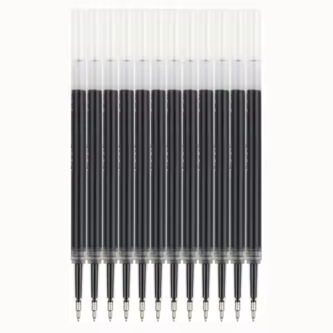 0.5mm Black Gel Pen Refills Fine Tip Japanese Ink Large Capacity Click Gel Pens Support (10 Pack)