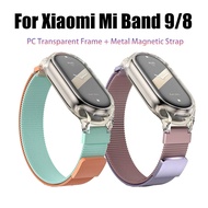Metal Magnetic Strap For Xiaomi Mi Band 9 8 Transparent Frame Case + Strap Mi Smart Band 9 replaceme