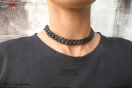 สร้อยคอดำด้าน ชิดคอ Luxary Black 10มิล necklace hiphop สแตนเลสแท้ Stainless แฟชั่นชาย แฟชั่นผู้หญิง 